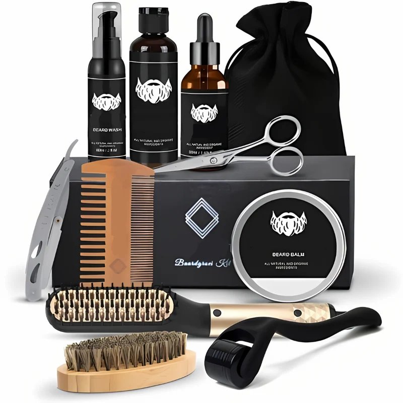 Bartpflege-Set mit Bartbürste, Bartöl & Bartkamm – Komplettes Pflege- und Styling-Set