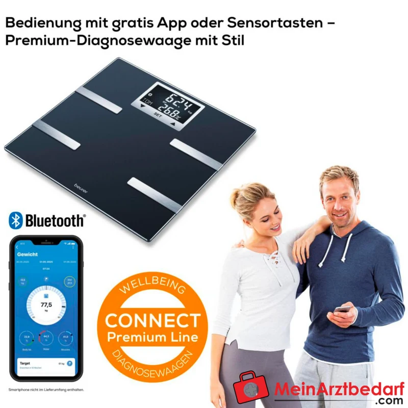 Beurer BF 720 Körperanalysewaage Bluetooth BIA 180 kg LCD 8 Nutzer