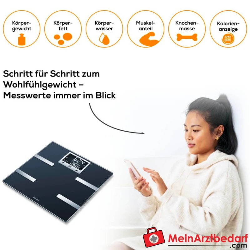 Beurer BF 720 Körperanalysewaage Bluetooth BIA 180 kg LCD 8 Nutzer