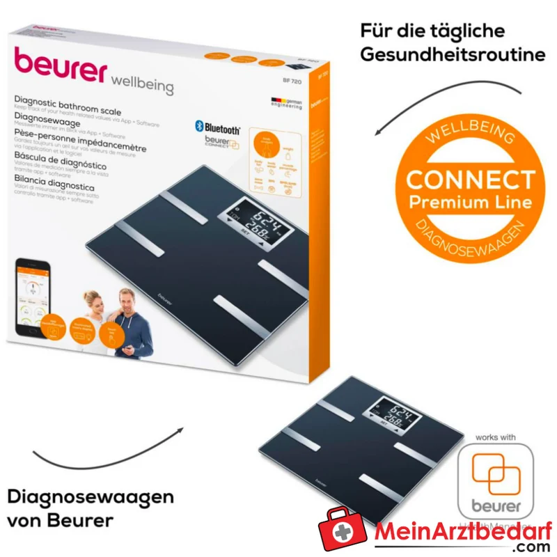 Beurer BF 720 Körperanalysewaage Bluetooth BIA 180 kg LCD 8 Nutzer