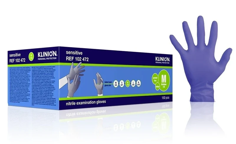 Klinion Nitrile Sensitive handschoenen - paars - Medium - 150 stuks