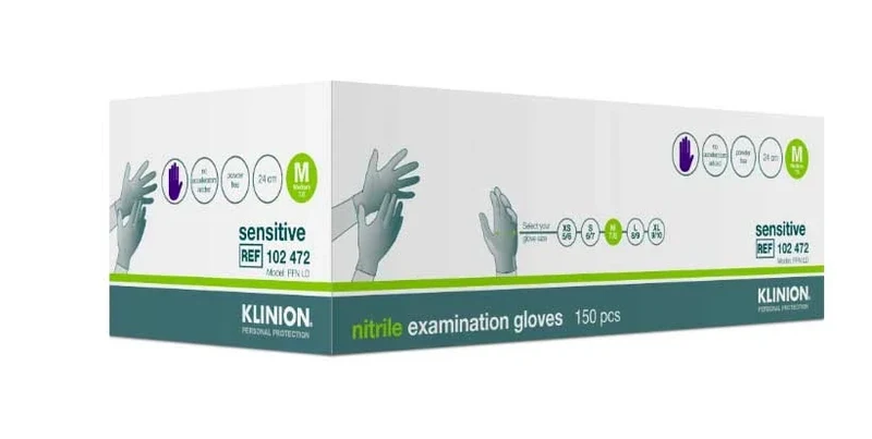 Klinion Nitrile Sensitive handschoenen - paars - Medium - 150 stuks