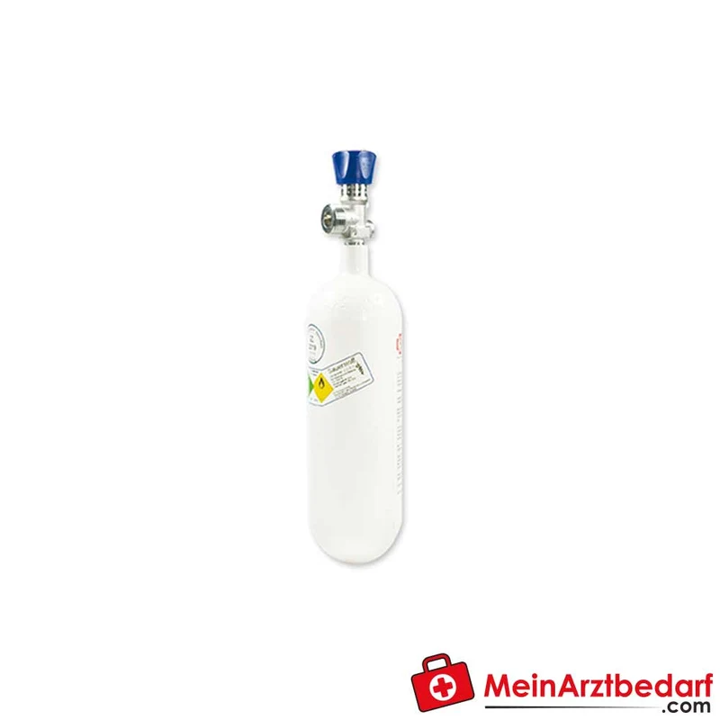 Medizinische Sauerstoffflasche 1,0 L 200 bar gefüllt Restdruckventil