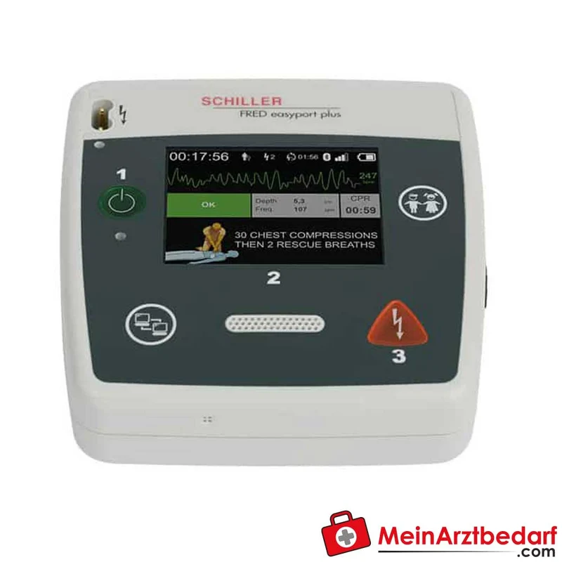 SCHILLER FRED easyport plus AED halbautomatisch 200 J HLW-Feedback Kindermodus leicht 780 g