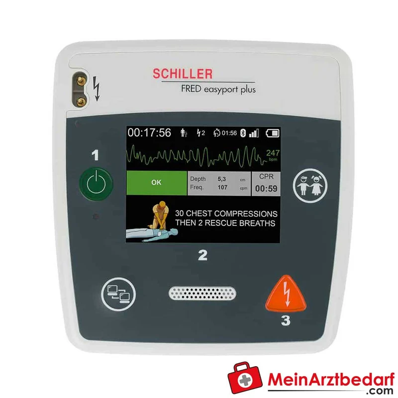 SCHILLER FRED easyport plus AED halbautomatisch 200 J HLW-Feedback Kindermodus leicht 780 g