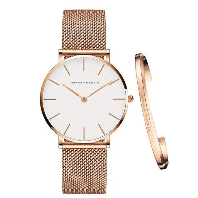 Hannah Martin – Damen Edelstahl Uhr mit Armband – Geschenkset Muttertag