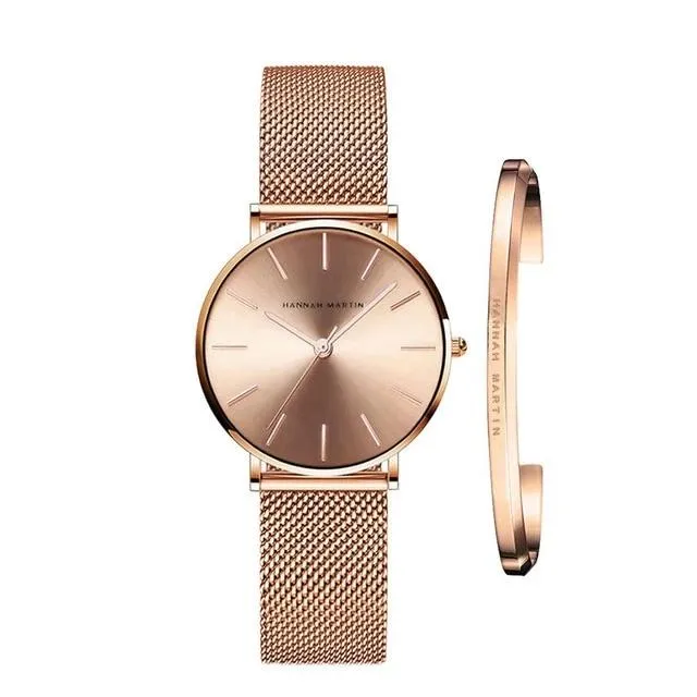 Hannah Martin – Damen Edelstahl Uhr mit Armband – Geschenkset Muttertag