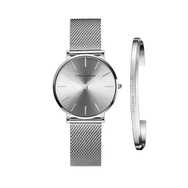 Hannah Martin – Damen Edelstahl Uhr mit Armband – Geschenkset Muttertag