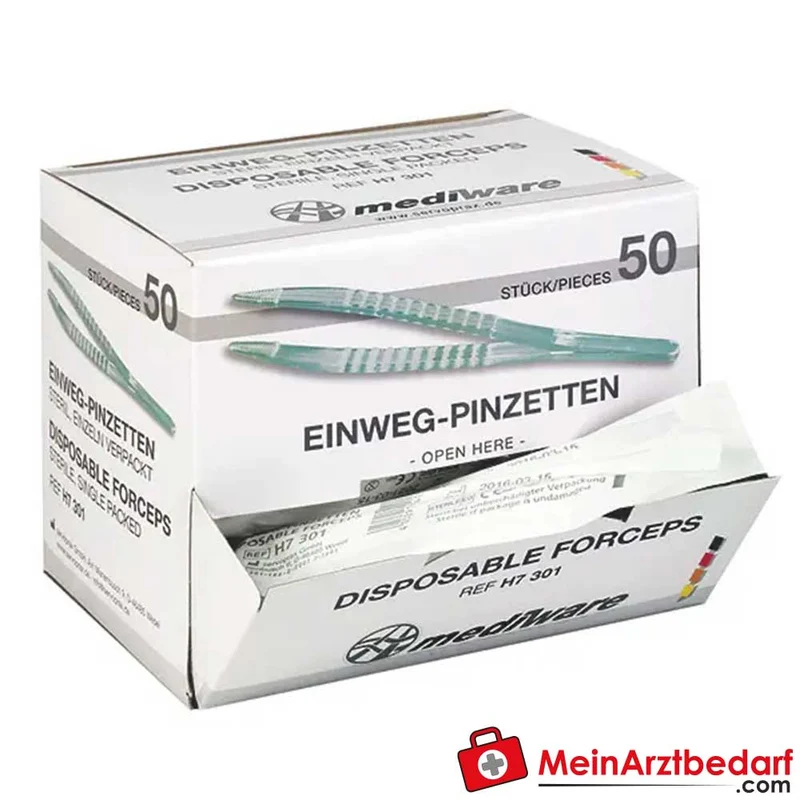 Mediware Einmalpinzetten steril 50 Stück, einzeln hygienisch verpackt