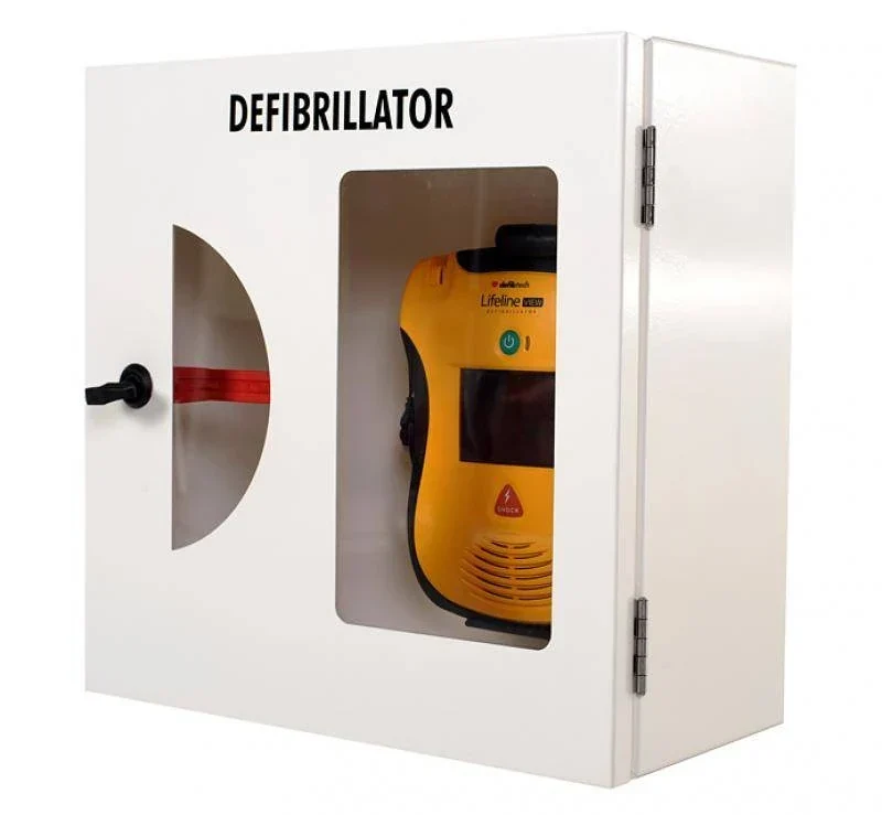 AED Wandkast wit met breekglas alarm