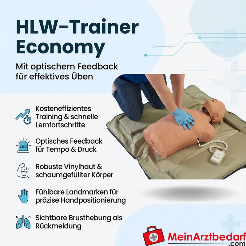 HLW-Trainer Economy mit optischem Feedback, Vinylhaut, 3 Atemwege