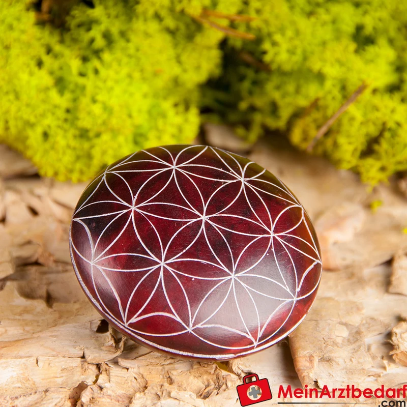 Berk Handschmeichler Lebensblume aus handgraviertem Speckstein, Durchmesser 4,5 cm, verschiedene Farben