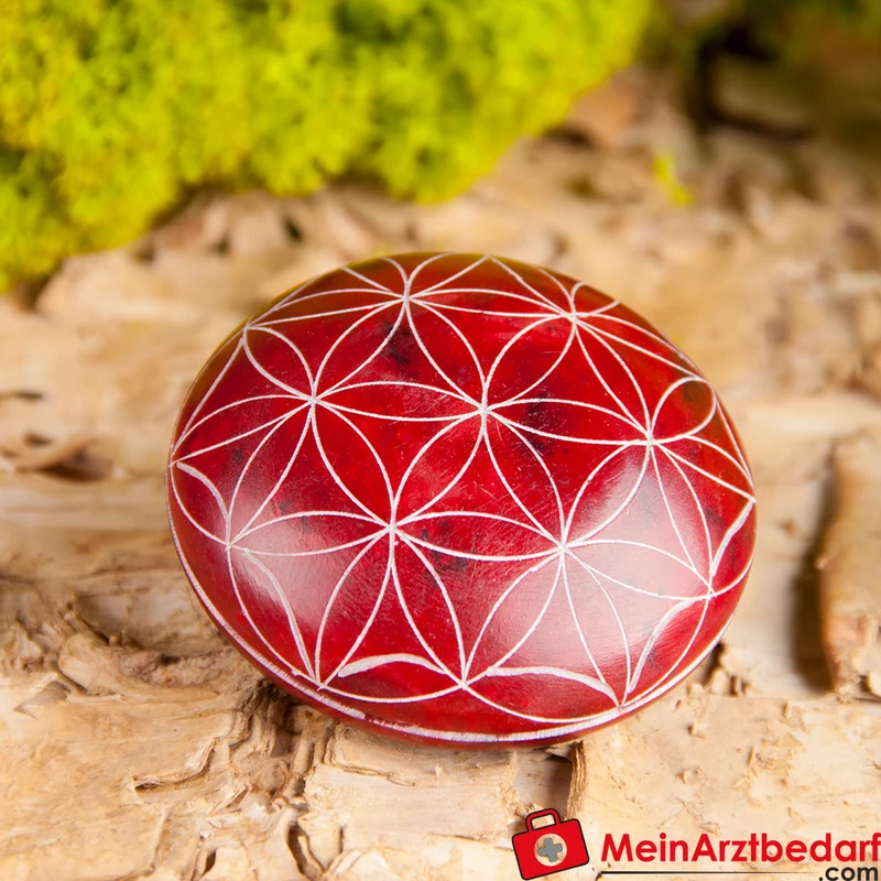 Berk Handschmeichler Lebensblume aus handgraviertem Speckstein, Durchmesser 4,5 cm, verschiedene Farben