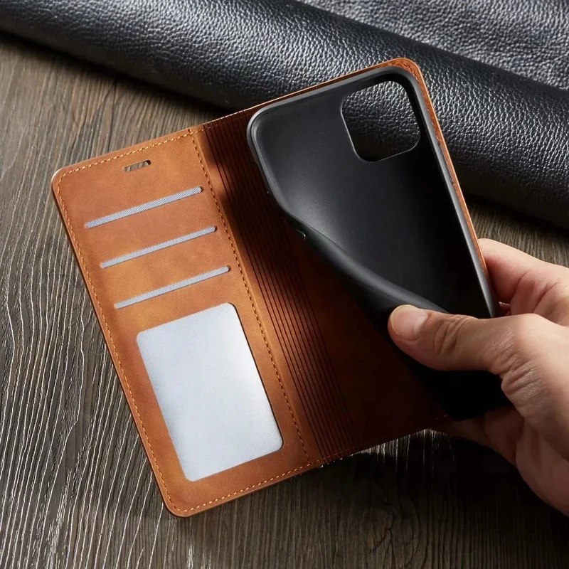 iPhone Wallet Hülle – Flip Case mit Kartenfächern, Magnetverschluss & Standfunktion