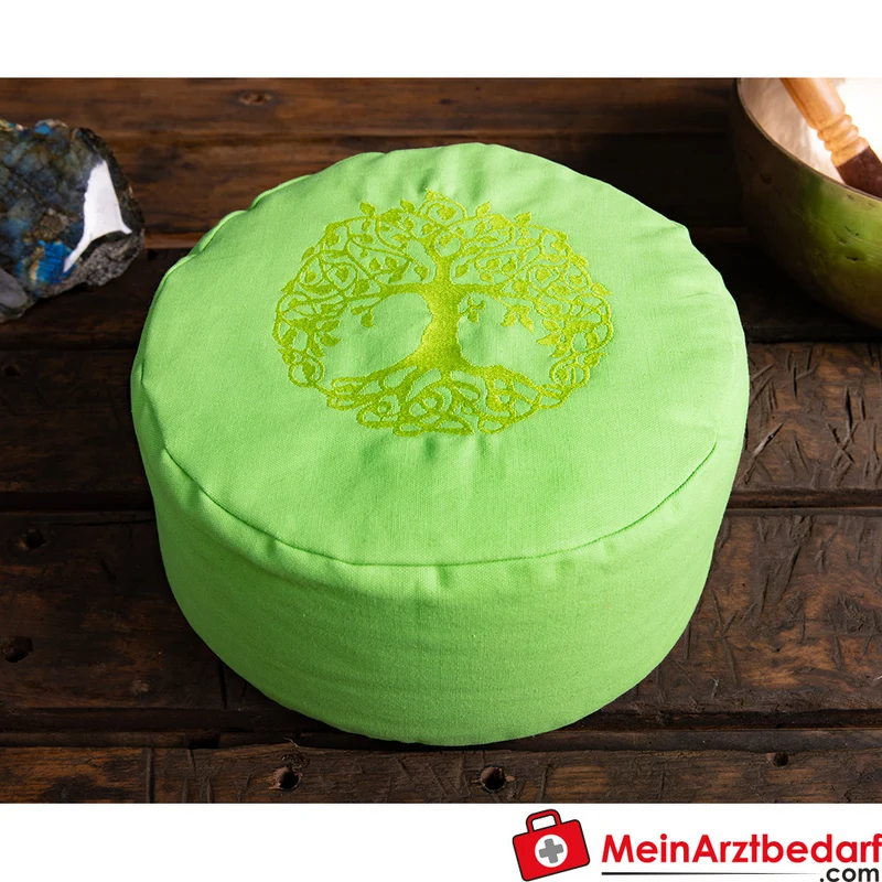 Berk Yggdrasil Meditationskissen Buchweizenspelz Bezug Baumwolle 30x15 cm, grün