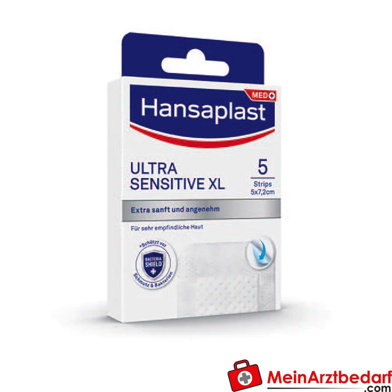 Hansaplast Ultra Sensitive Silikon-Gewebepflaster Bacteria Shield 5 Stück