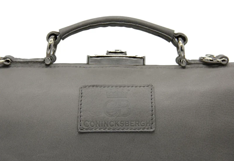 Conincksbergh Avicenna Leren Dokterstas / Aktetas – Grijs, Klassiek, Professioneel, Handgemaakt