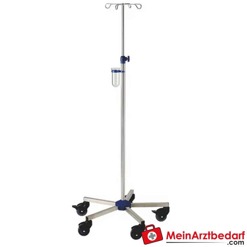 Infusionsständer stabil rostfrei 5-fach Metallfuß Spezialrollen Ø80 mm