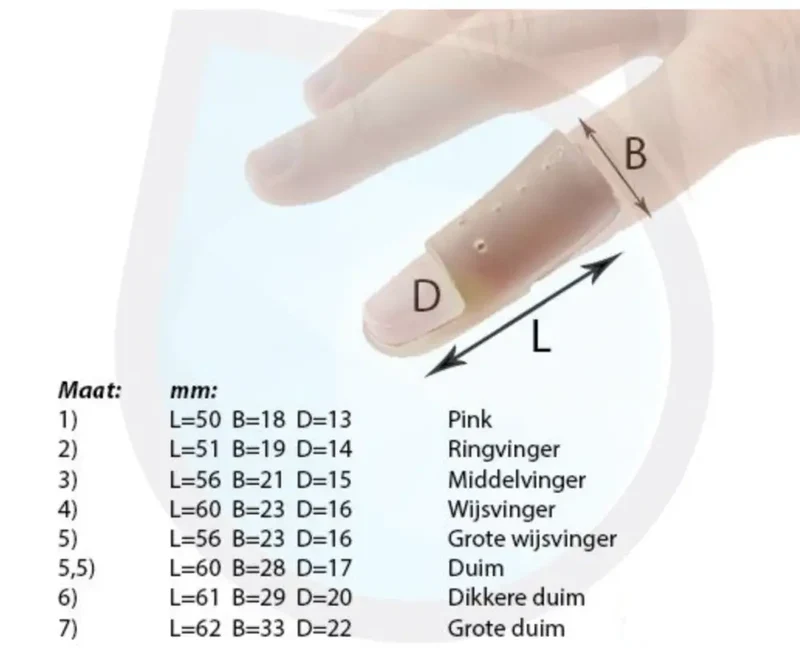 Vingerspalk Stack transparant voor mallet finger hamervinger, baseball finger Maat 7 grote duim