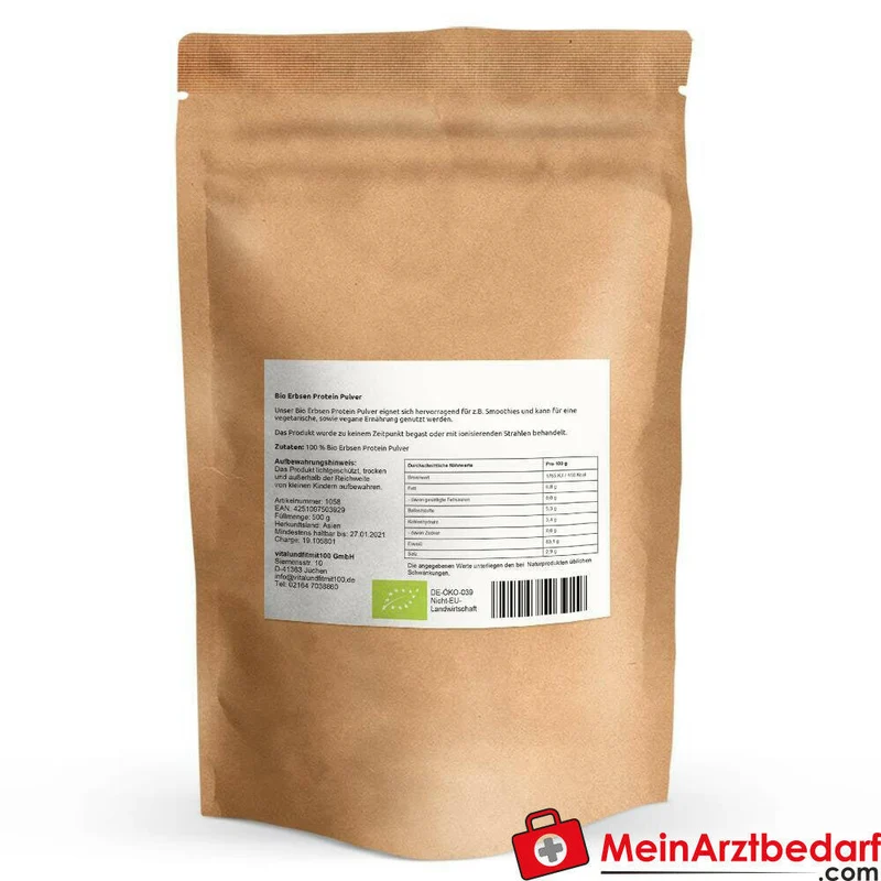 Erbsenprotein Pulver 500 g, 83,1 g Eiweiß/100 g, vegan