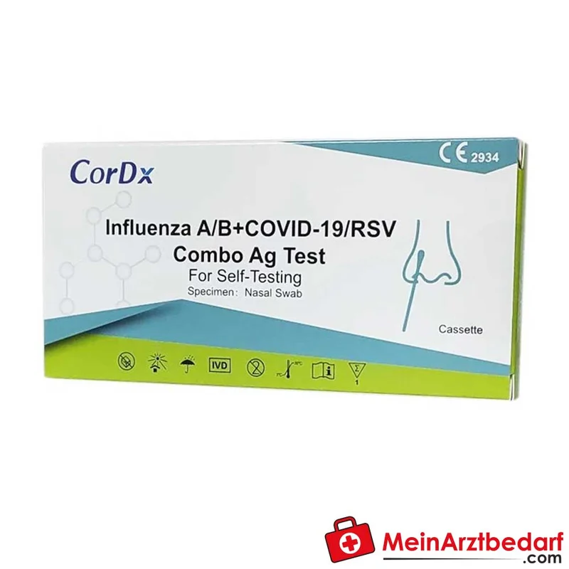 CorDx Influenza A/B, SARS-CoV-2 & RSV Kombi-Selbsttest, 1 Stück