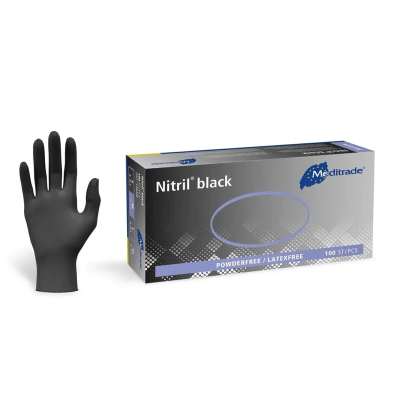 Meditrade Nitril handschoenen - zwart- 100 stuks - Small