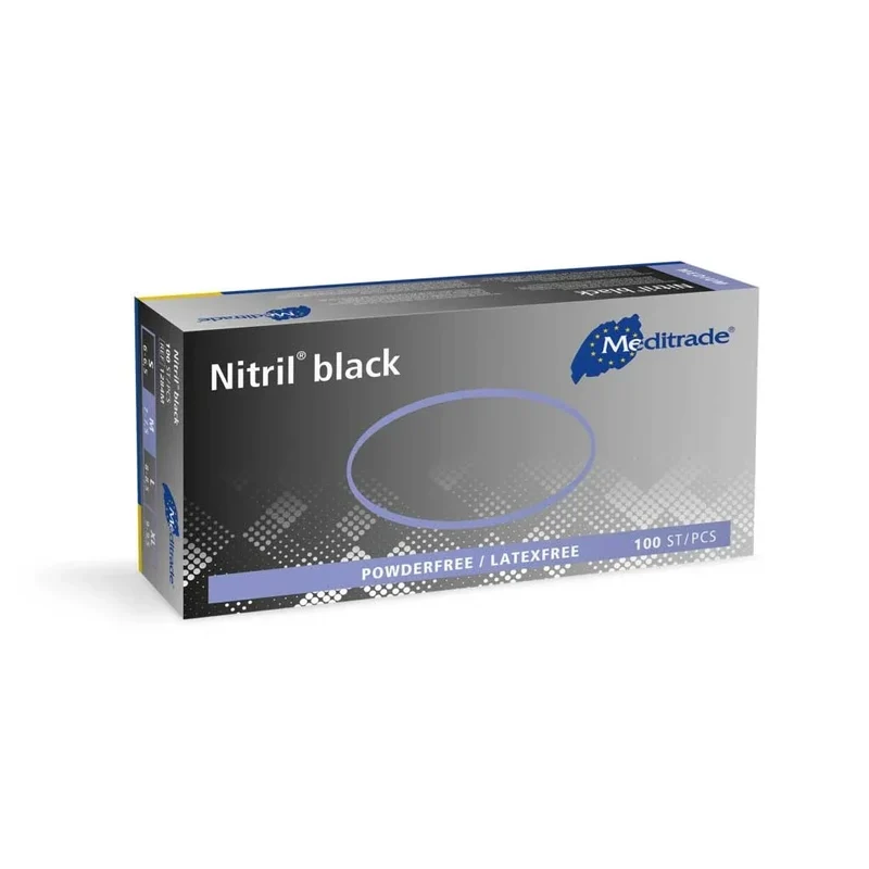 Meditrade Nitril handschoenen - zwart- 100 stuks - Small