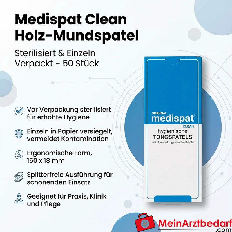 Medispat Clean Holz-Mundspatel steril einzeln verpackt, 50 Stück
