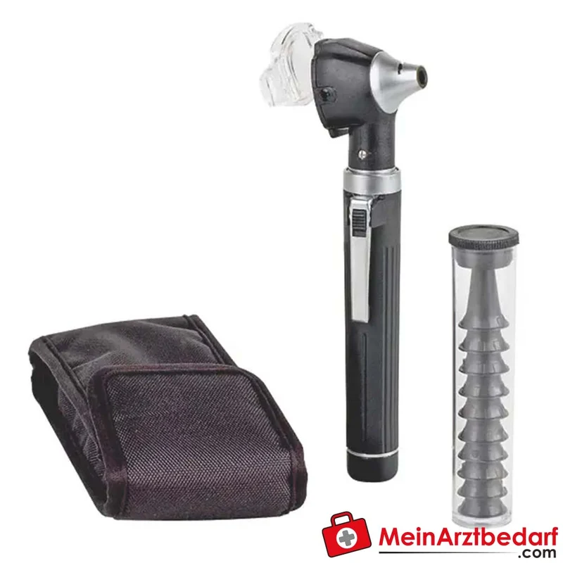 Mediware Fiberoptik-Taschenotoskop distalbeleuchtet 2x Vergrößerung, 10 Ohrtrichter, Nylon-Tasche