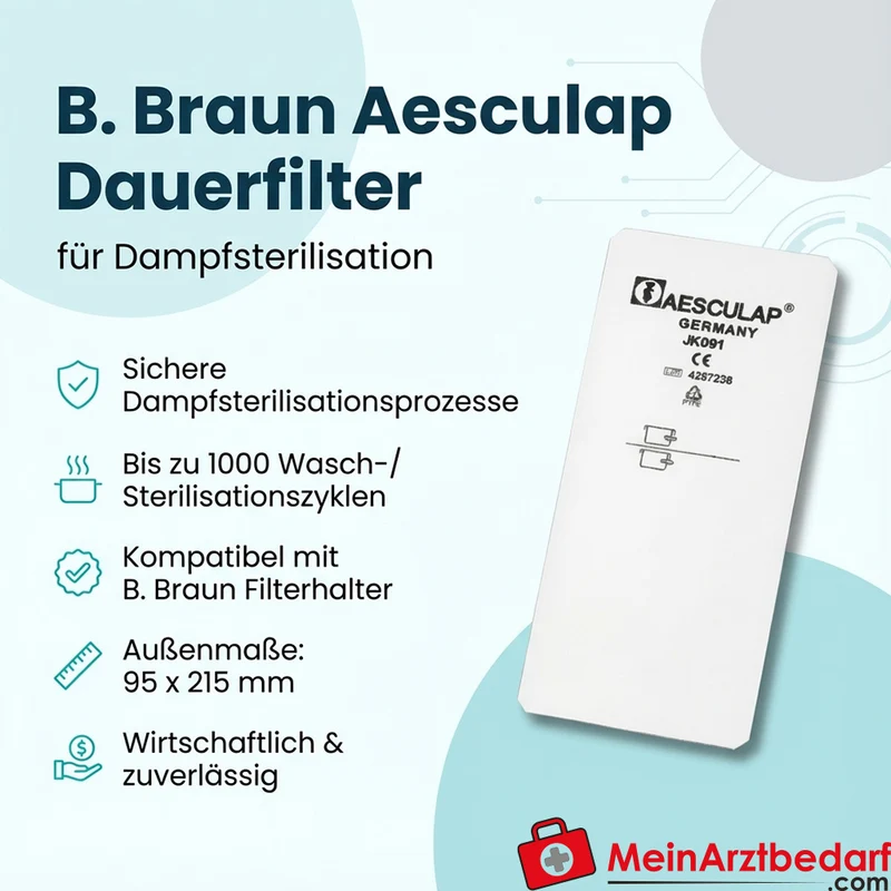 B. Braun Aesculap Dauerfilter Dampfsterilisation 95 x 215 mm bis 1000 Zyklen