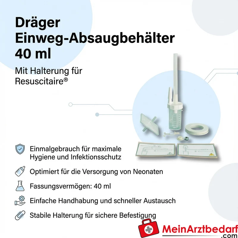 Dräger Einweg-Absaugbehälter 40 ml mit Halterung für Resuscitaire Neonatal