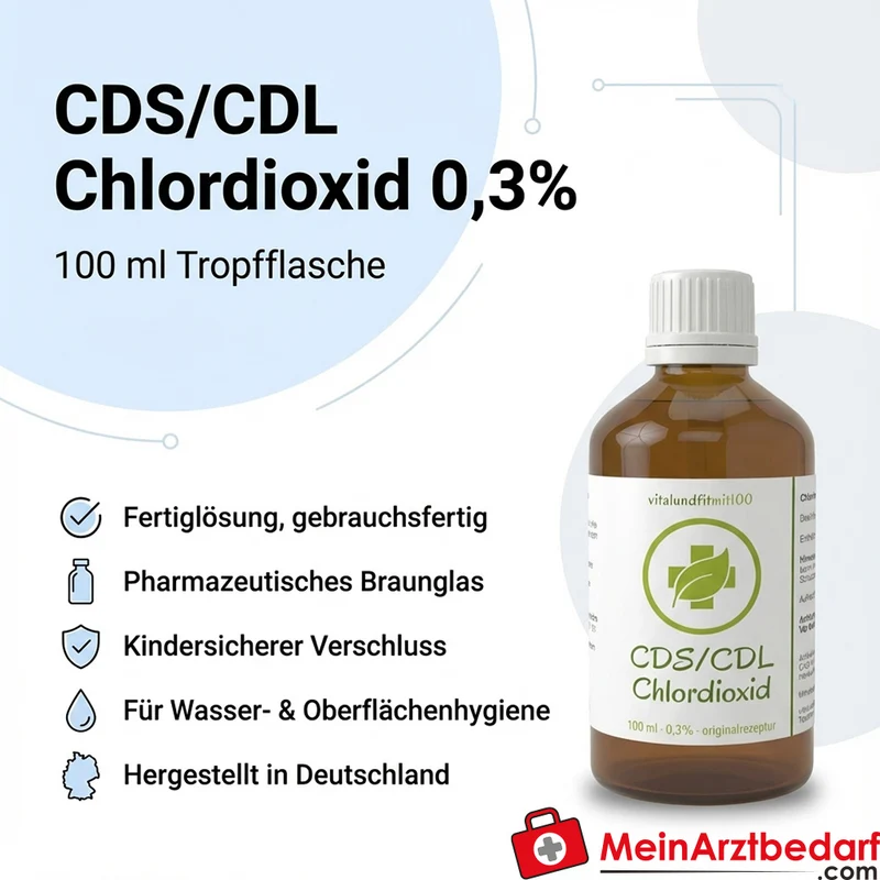 Chlordioxid-Lösung 0,3% Tropfflasche 100 ml Braunglas