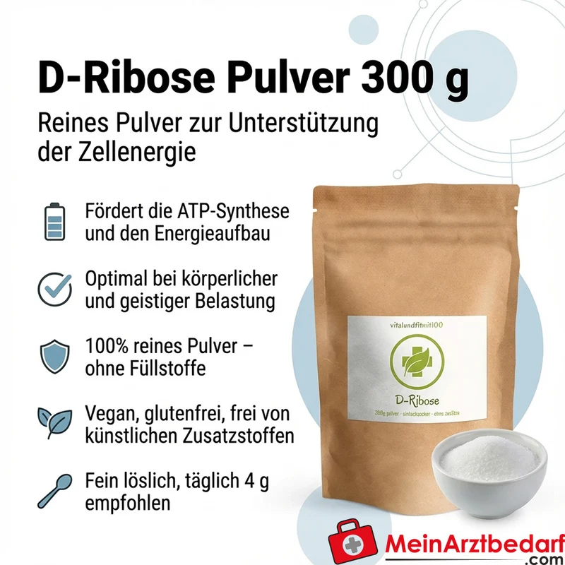 D-Ribose Pulver 300 g 100% rein vegan glutenfrei