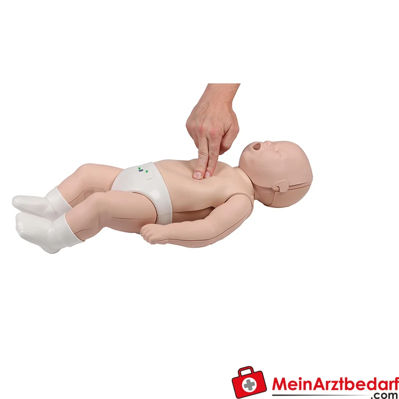 Erler-Zimmer Wiederbelebungsbaby Säuglingsmodell mit LED-Kompressionsanzeige, Klickgeräusch, 10 Einweg-Lungenbeutel