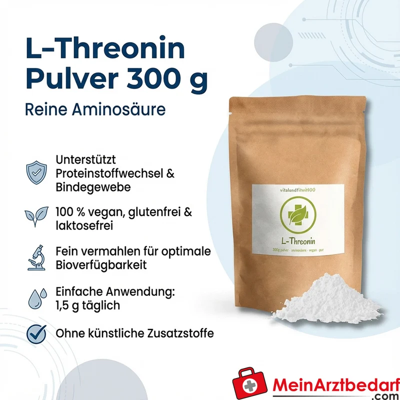 L-Threonin Pulver 300 g vegan, rein, fein vermahlen
