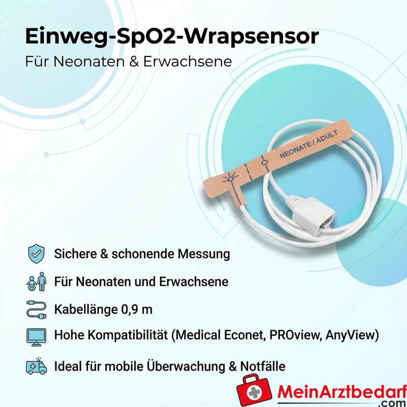 medical ECONET SpO2 Wrapsensor Einweg Neonatal/Erwachsen 0,9 m
