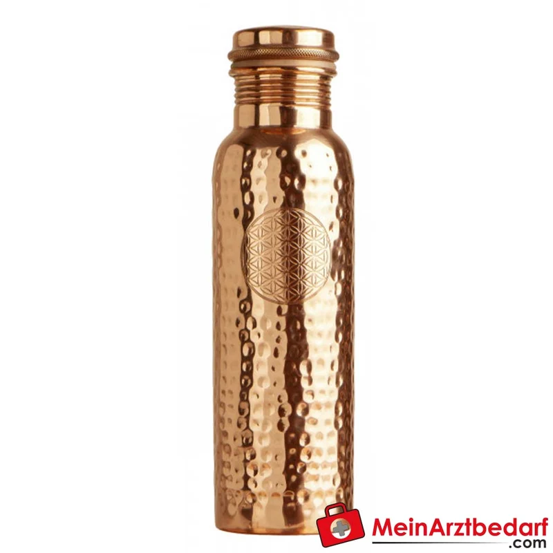 Berk Kupferflasche 650 ml, handgehämmert, Blume des Lebens, LFGB-zertifiziert
