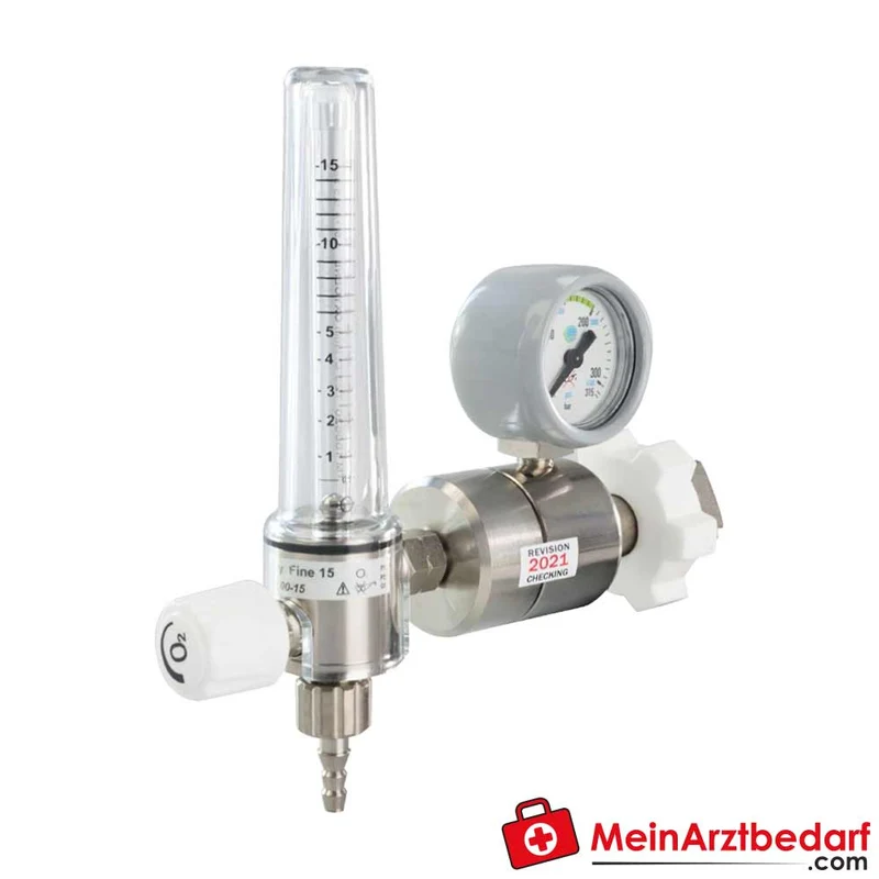 AEROway Fine 15 Druckminderer Sauerstoff 0–15 l/min Hochdruckanschluss G 3/4" Abgang UNF 9/16" Ausgang 4,5 bar