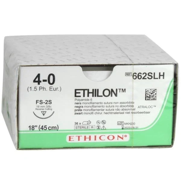 1e KEUS Ethilon II usp 4-0 45cm FS-2S zwart monofil 662SLH 36x1