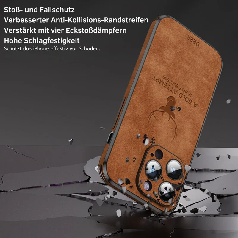iPhone Hülle in Lederoptik – Schlankes Case mit Stoßschutz & MagSafe-Halt