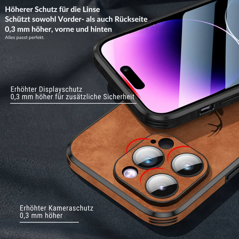 iPhone Hülle in Lederoptik – Schlankes Case mit Stoßschutz & MagSafe-Halt
