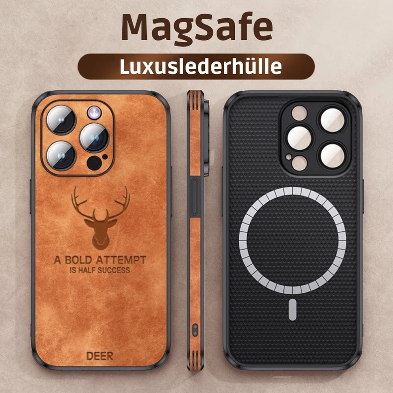 iPhone Hülle in Lederoptik – Schlankes Case mit Stoßschutz & MagSafe-Halt
