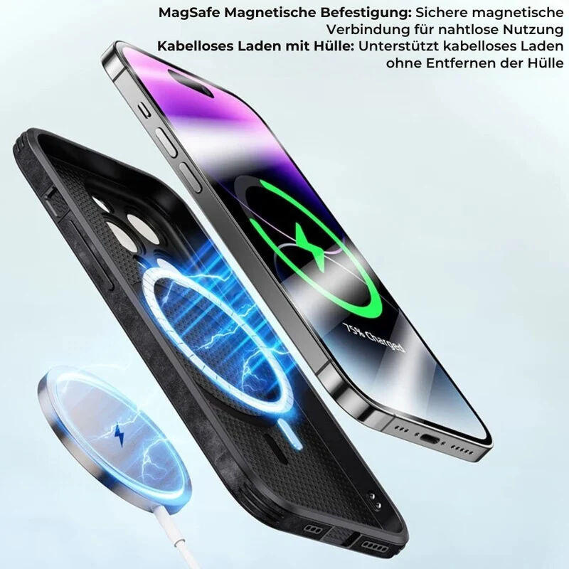 iPhone Hülle in Lederoptik – Schlankes Case mit Stoßschutz & MagSafe-Halt