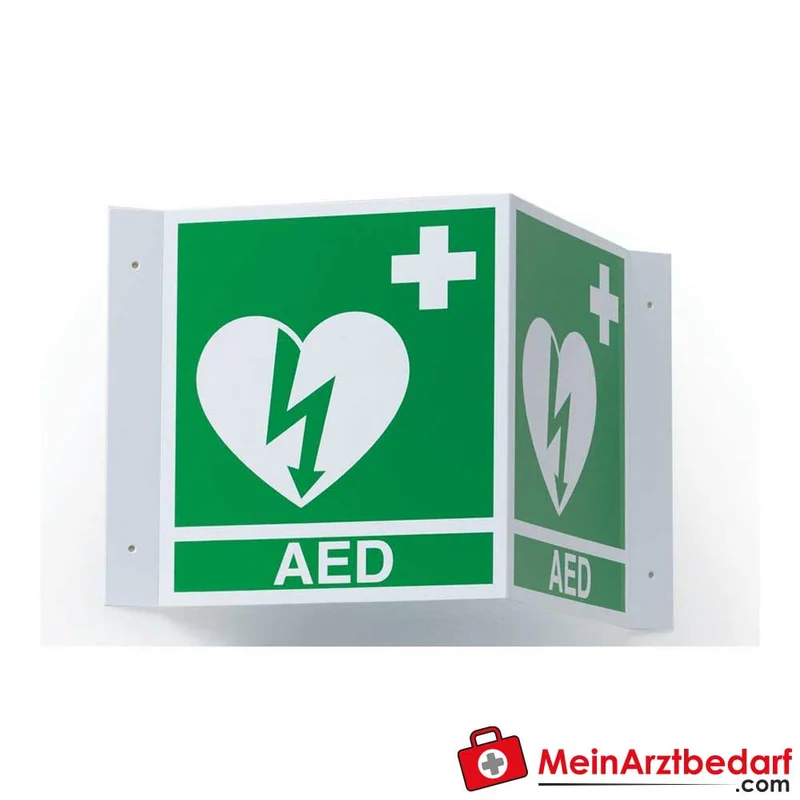ZOLL AED-Wandschild ILCOR-Symbol 3D/2D, Wandkennzeichnung für Defibrillator