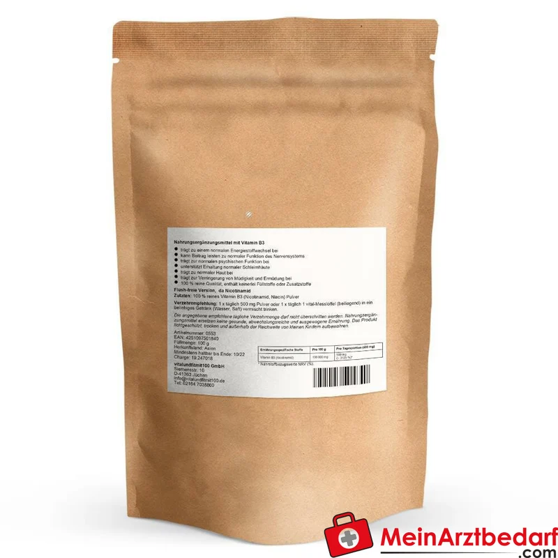 Nicotinamid (Vitamin B3) 500 mg Pulver flushfrei 100 g