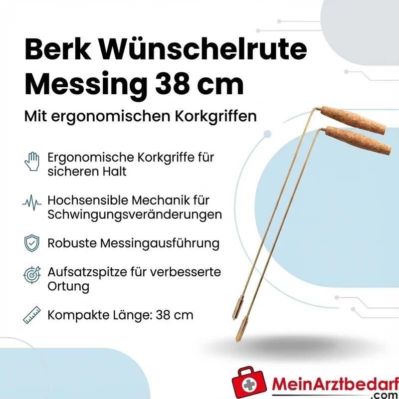 Berk Wünschelrute Messing 38 cm Korkgriffe Aufsatzspitze