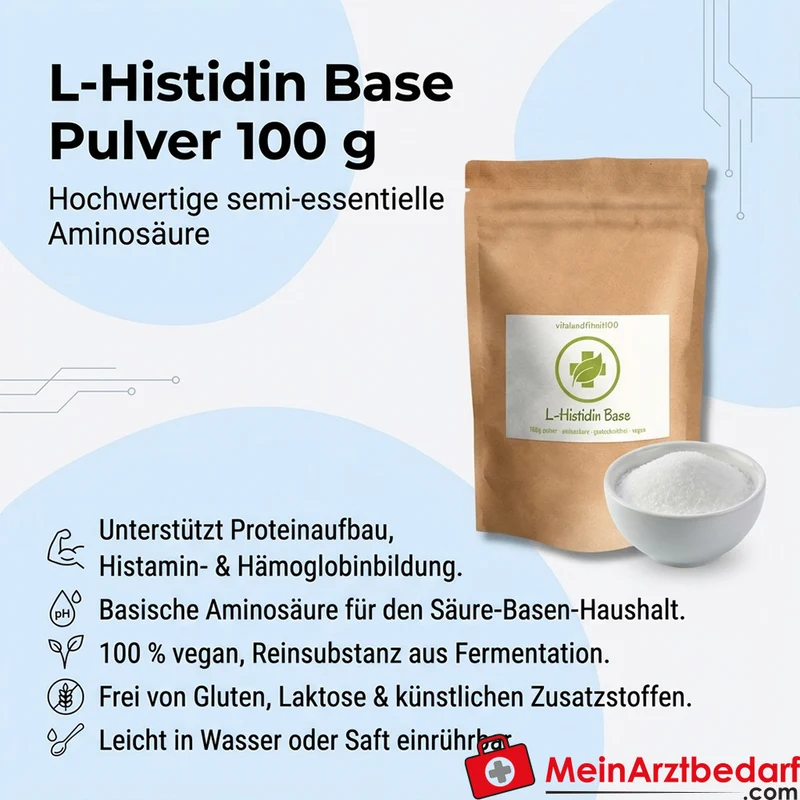 L-Histidin Base Pulver 100 g Aminosäure, vegan, gluten- und laktosefrei