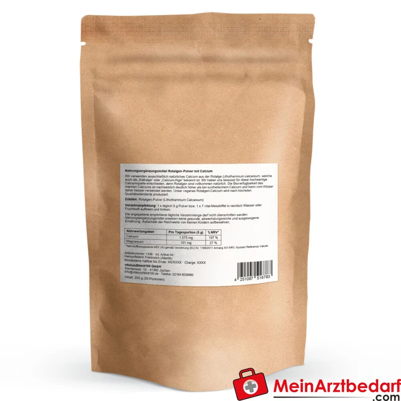 Rotalgen-Calcium Pulver (Lithothamnium calcareum) 250 g vegan
