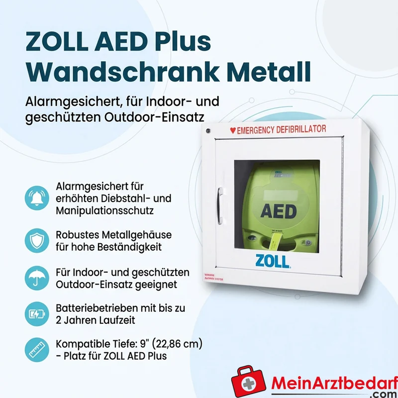 ZOLL AED Plus Wandschrank alarmgesichert aus Metall