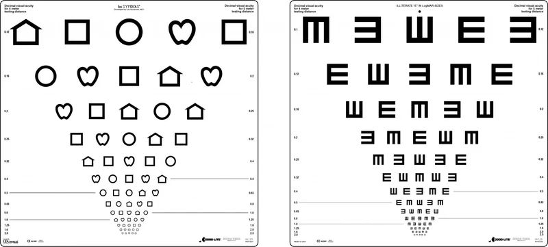 Good-Lite visuskaart LEA symbolen en Tumbling E (voor kinderen)